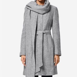 Cole Haan Signature Gray Wool Blend Draped Scarf Coat Size 6